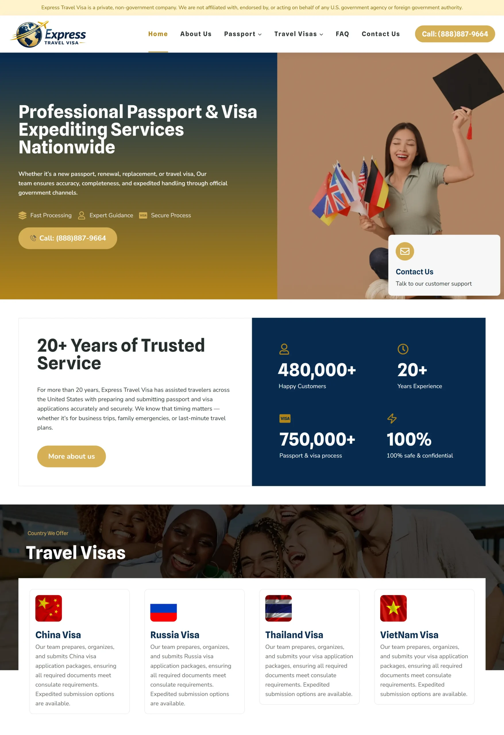 Express Travel Visa website preview
