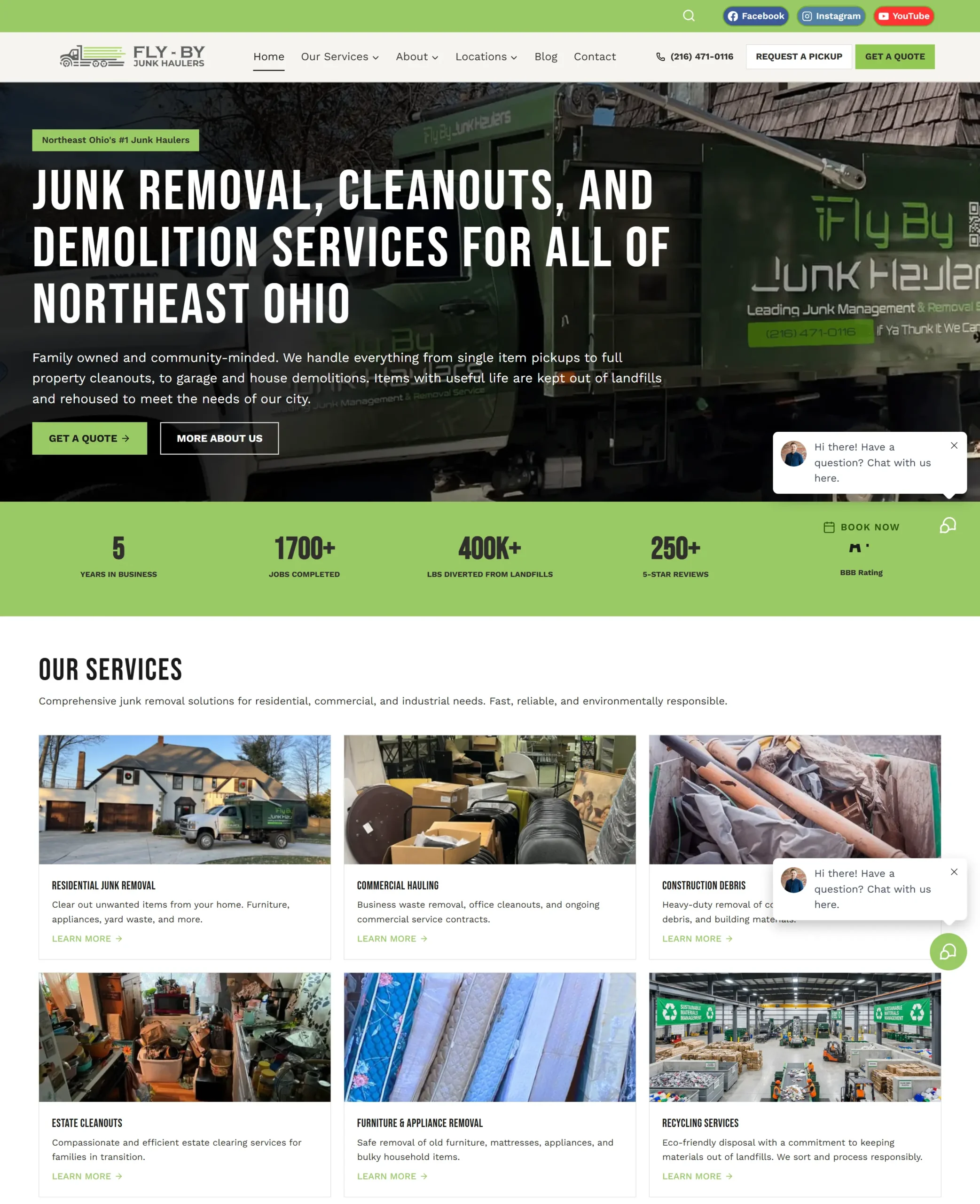 Fly-By Junk Haulers website preview
