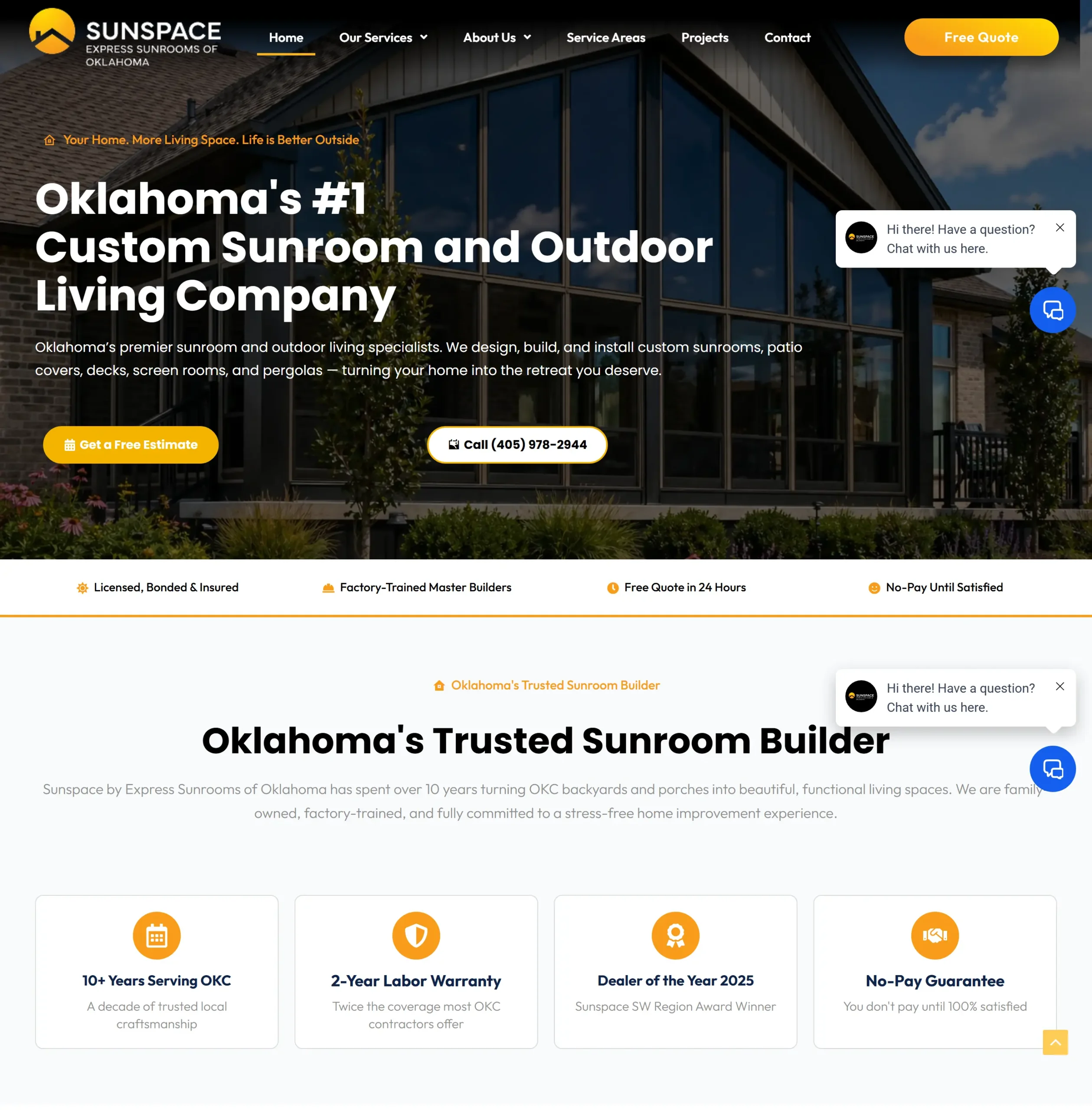 Sunspace Express Sunrooms of Oklahoma website preview